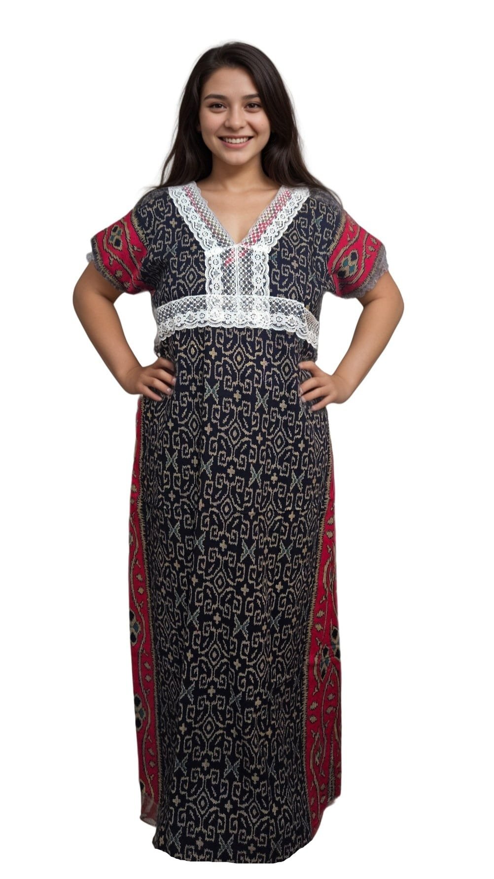 N300 2 Black Printed Designer Pure Cotton Nighty | A-line | XL, Bust Size 46”| Length 55"| N300 - Image 3