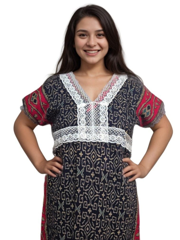 Black Printed Designer Pure Cotton Nighty | A-line | XL, Bust Size 46”| Length 55"| N300